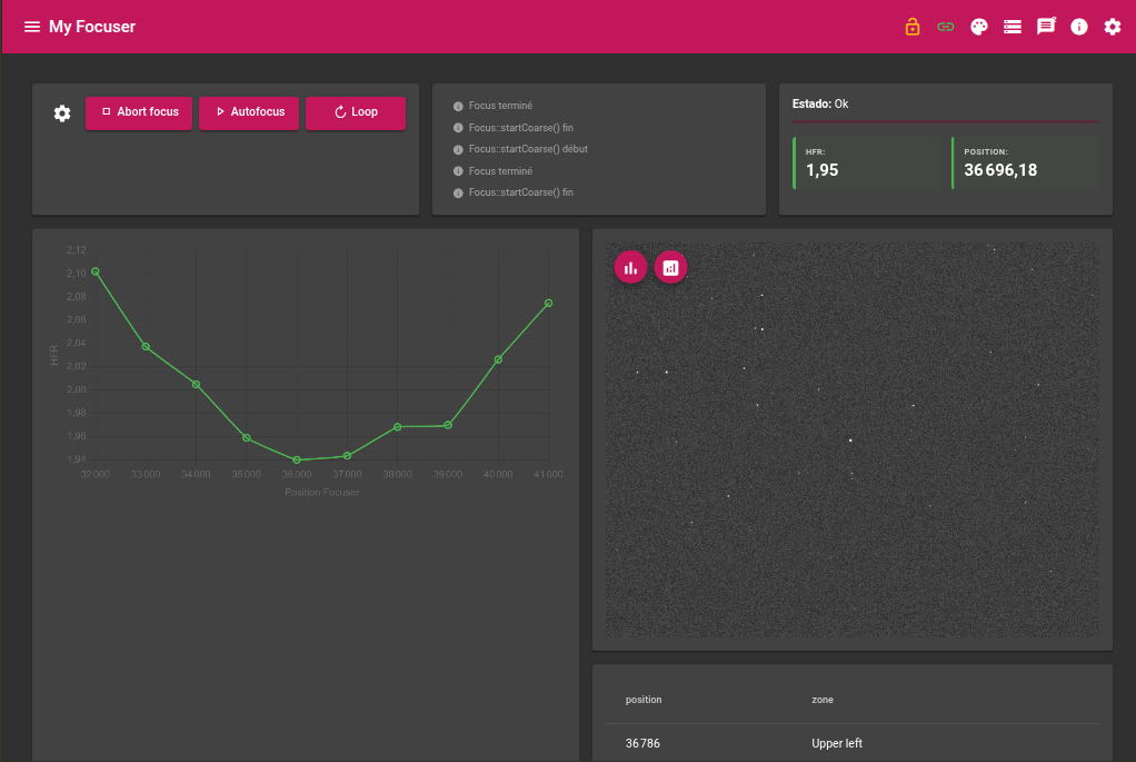 Focuser module screenshot