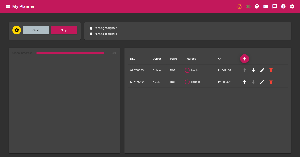 Planner module screenshot